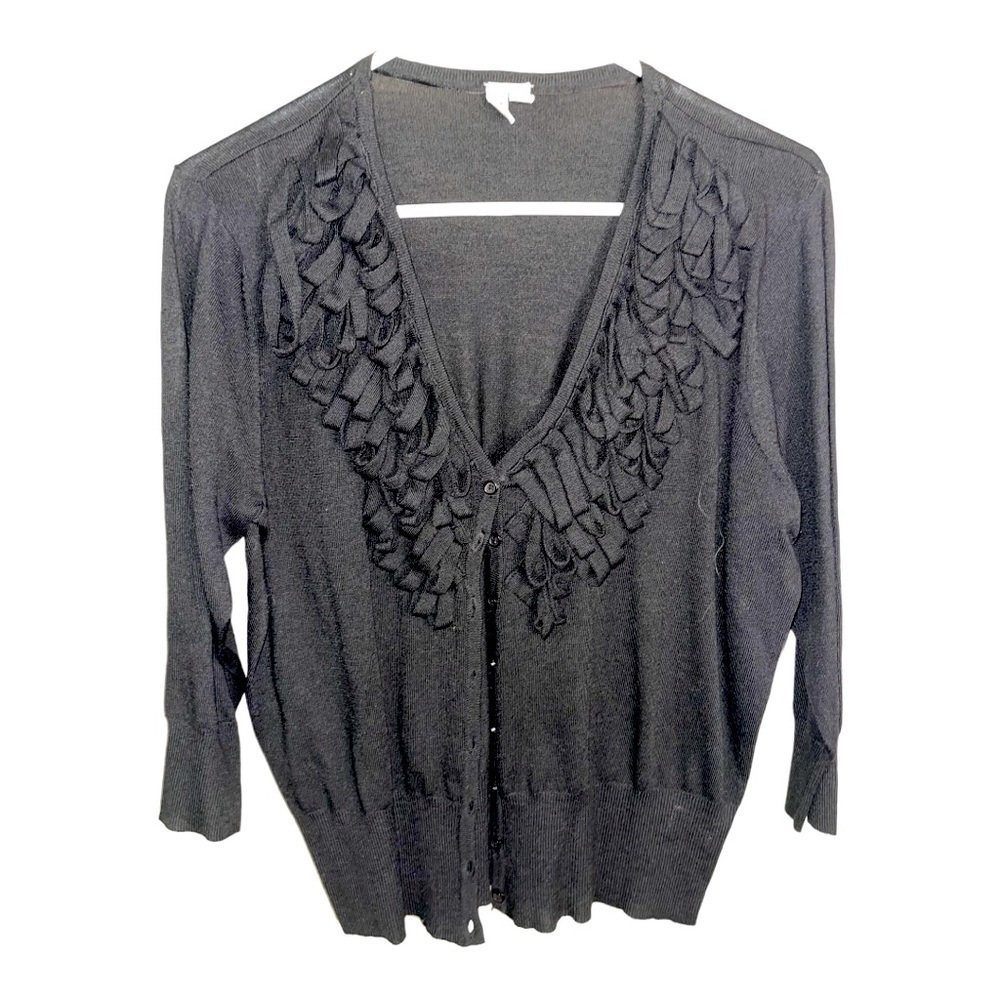 𝅺madison BLACK SWEATER V-NECK BUTTON CARDIGAN SIZE XLARGE